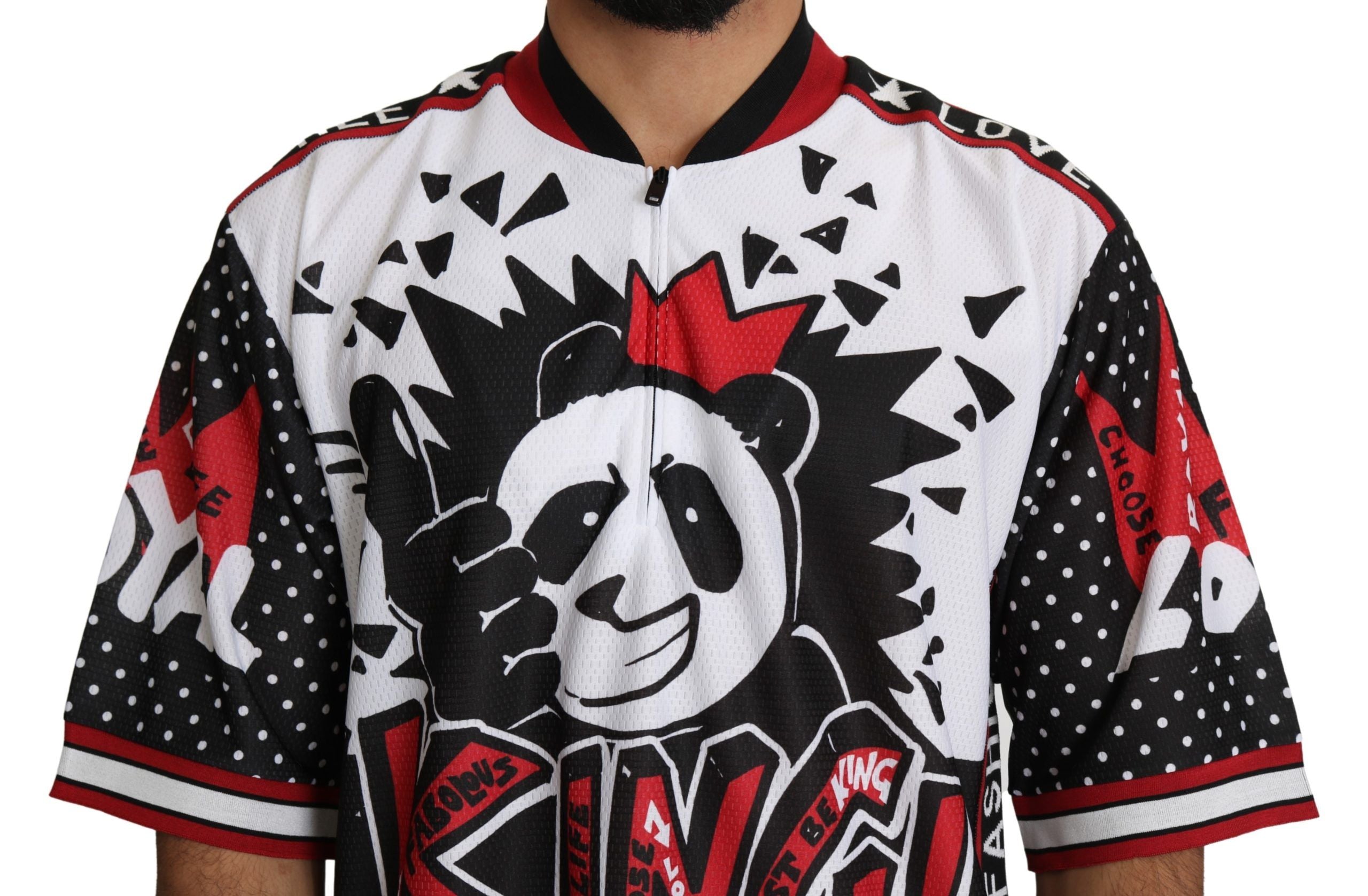Dolce & Gabbana Beyaz Kral Panda Üst Polyester Erkek Tişörtü